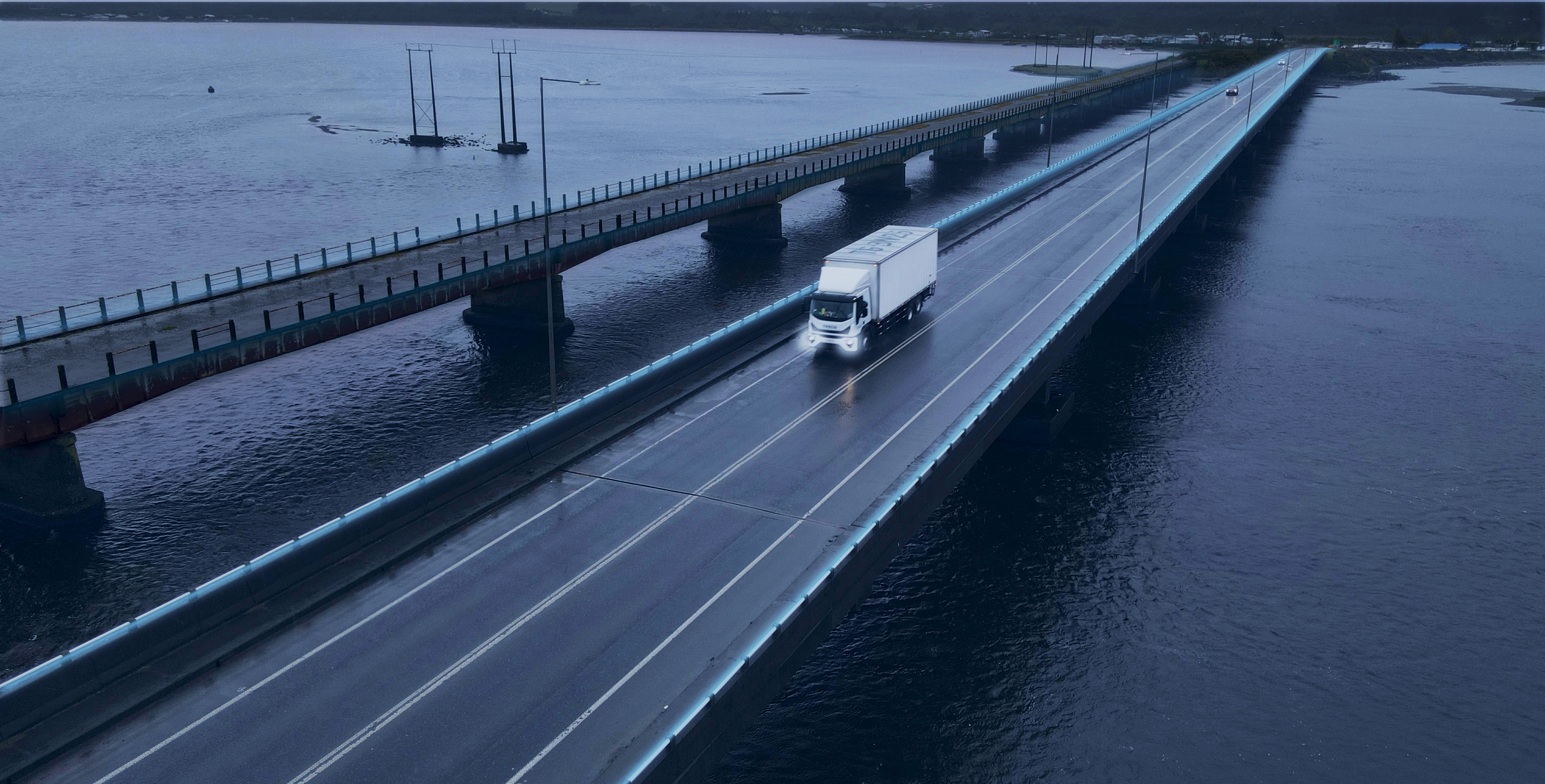 Vista satelital del Sur de Chile y la red de transporte GNTS